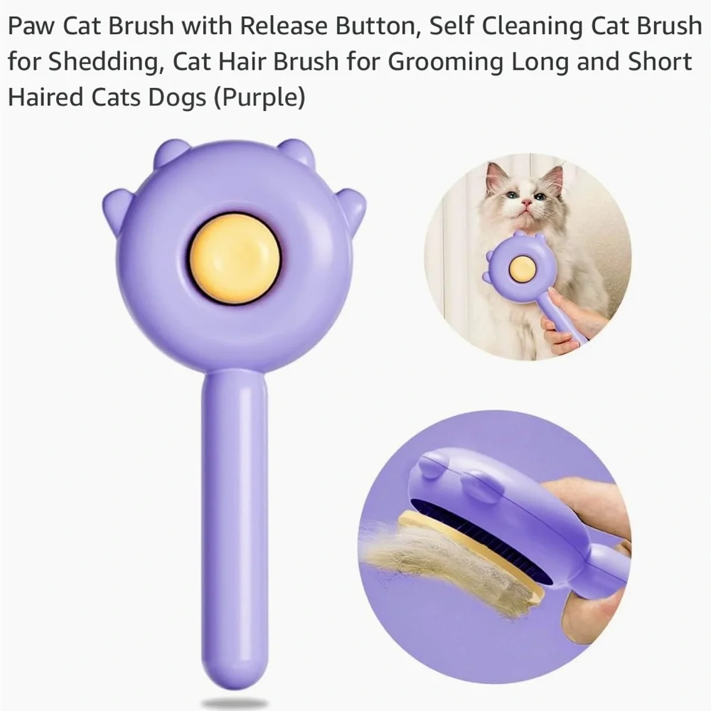 NIB~Self Cleaning Cat/Dog Pet Brush w/Nail Clippers & File Kit